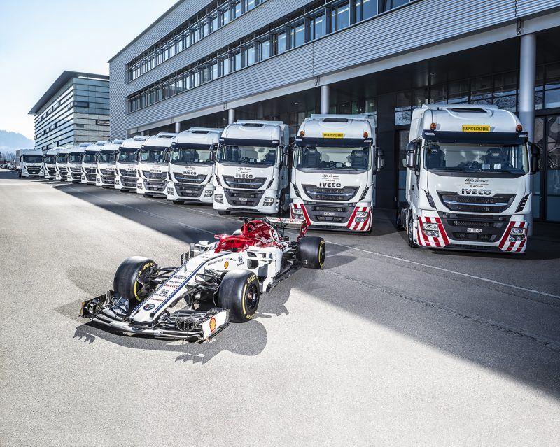IVECO is Official Truck Partner of Alfa Romeo Racing and delivers a fleet of vehicles for the team’s logistics